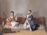 Jean-Etienne Liotard Portrait of M.Levett and of Mlle Glavany Seated on a Sofa oil painting